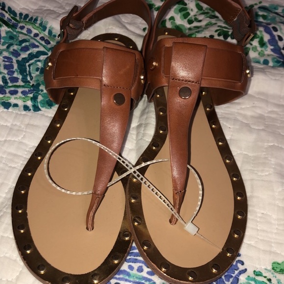 Brown Leather Karl Lagerfeld Sandals - Picture 1 of 3